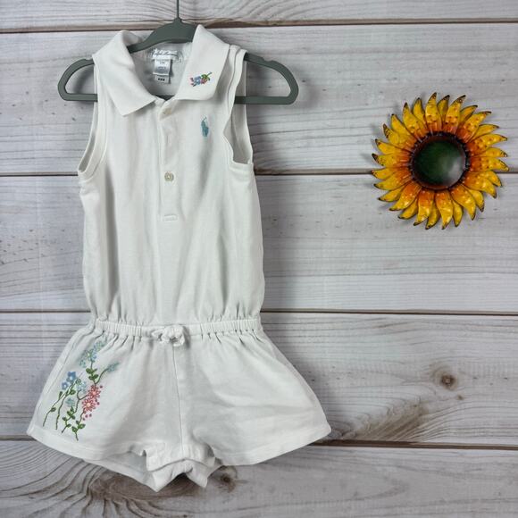 ralph lauren baby embroidered pique polo romper 24M